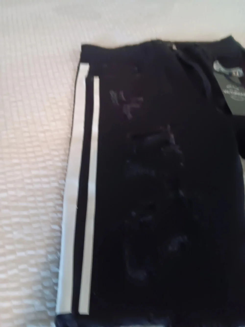 Distressed Shorts - BLACK/WHITE
